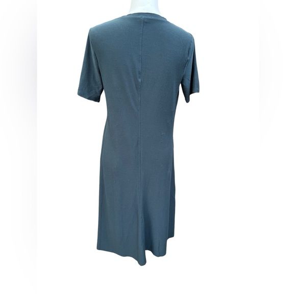 Eileen Fisher Jewel Tone Blue/Green Crepe Short Sleeve Midi Dress Size X-Small - Picture 5 of 12